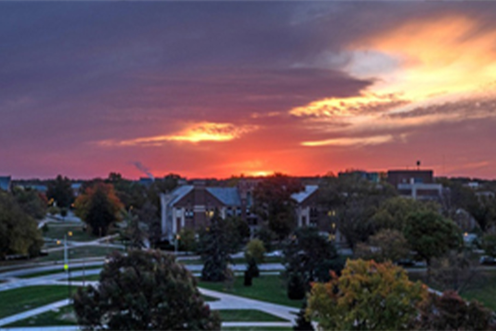 Shot of a neighborhood during sunset
