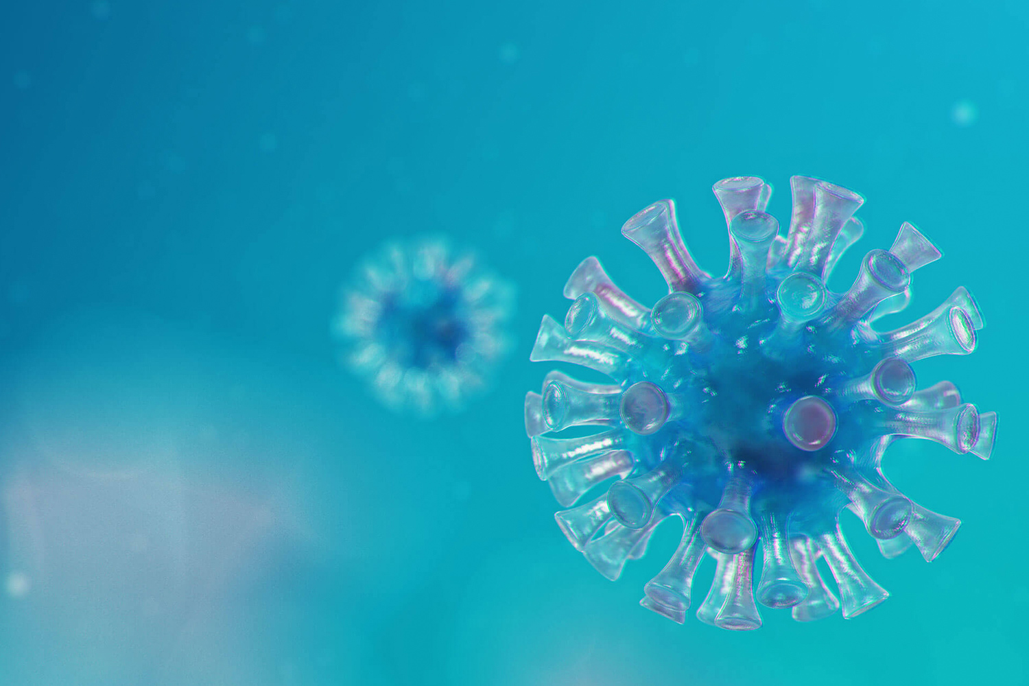 floating bacteria against a blue background