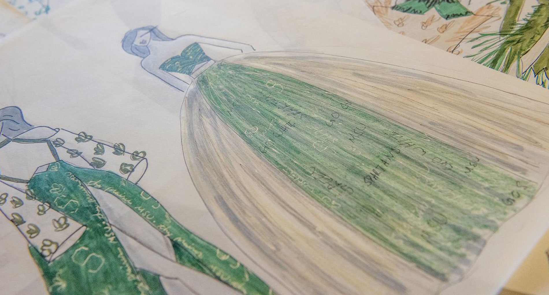 sketch of a MSU branded dress