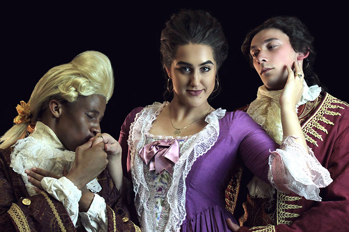 The Misanthrope cast, two men and one woman