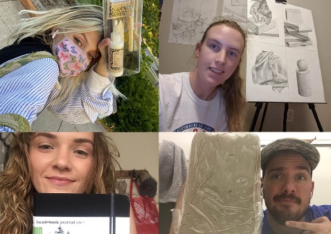a group of students showing their art
