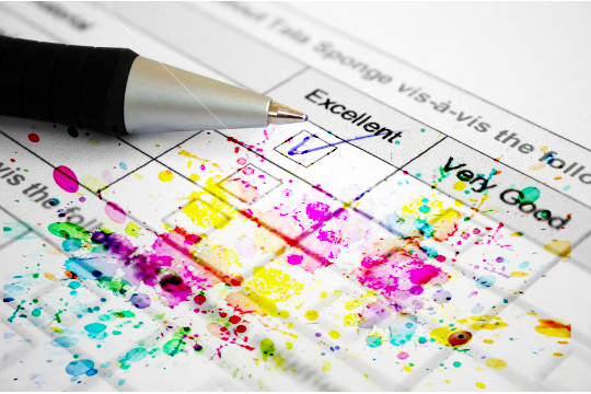survey image with paint splatter