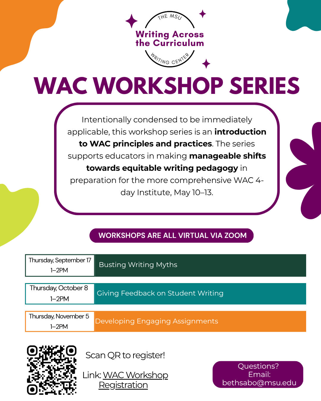 flyer for WAC workshop series